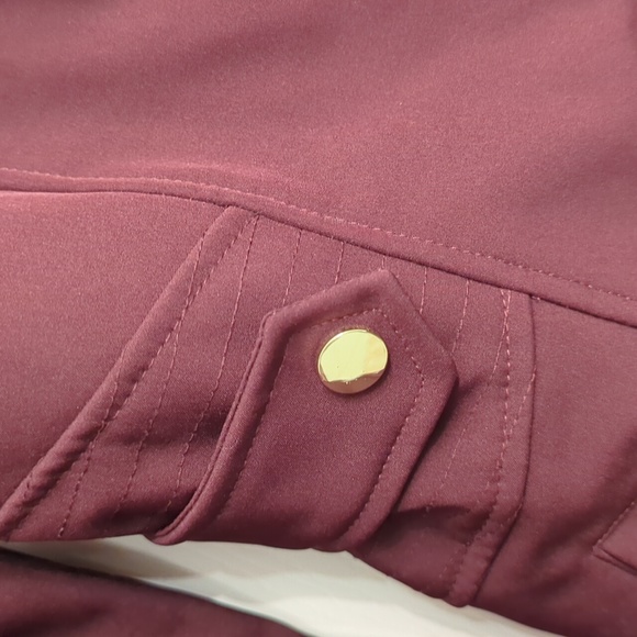 NWT LIZ CLAIBORNE WINE HOODED COAT JACKET GOLD HARDWARE - Picture 13 of 17